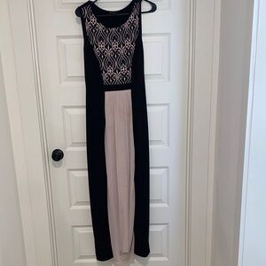 Connected Apparel Black and Soft Pink Maxi Dress